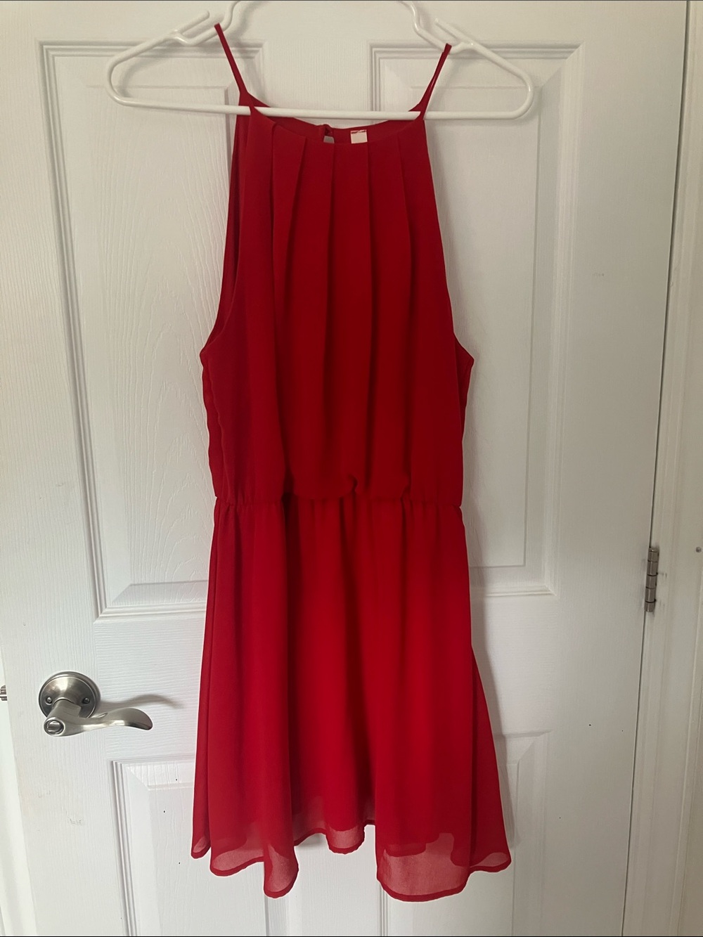 Lovely Day Red Pleated Halter Dress